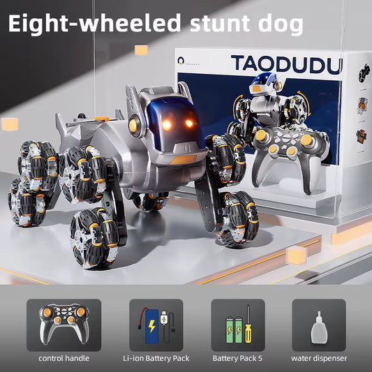  Action Robot Dog with Eight Wheeled Tail Spray Stunt